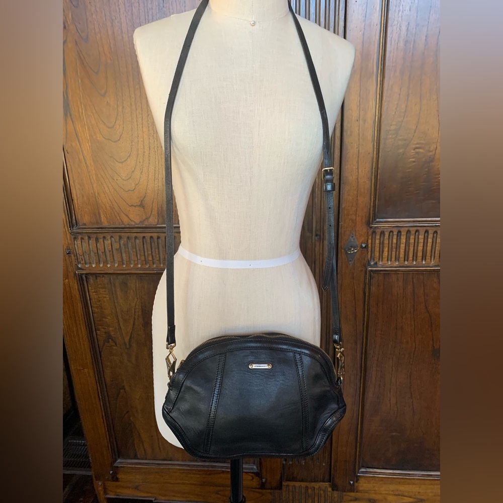Burberry black leather cross body bag.